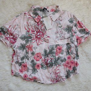 Forever 21 Floral Crop Shirt S